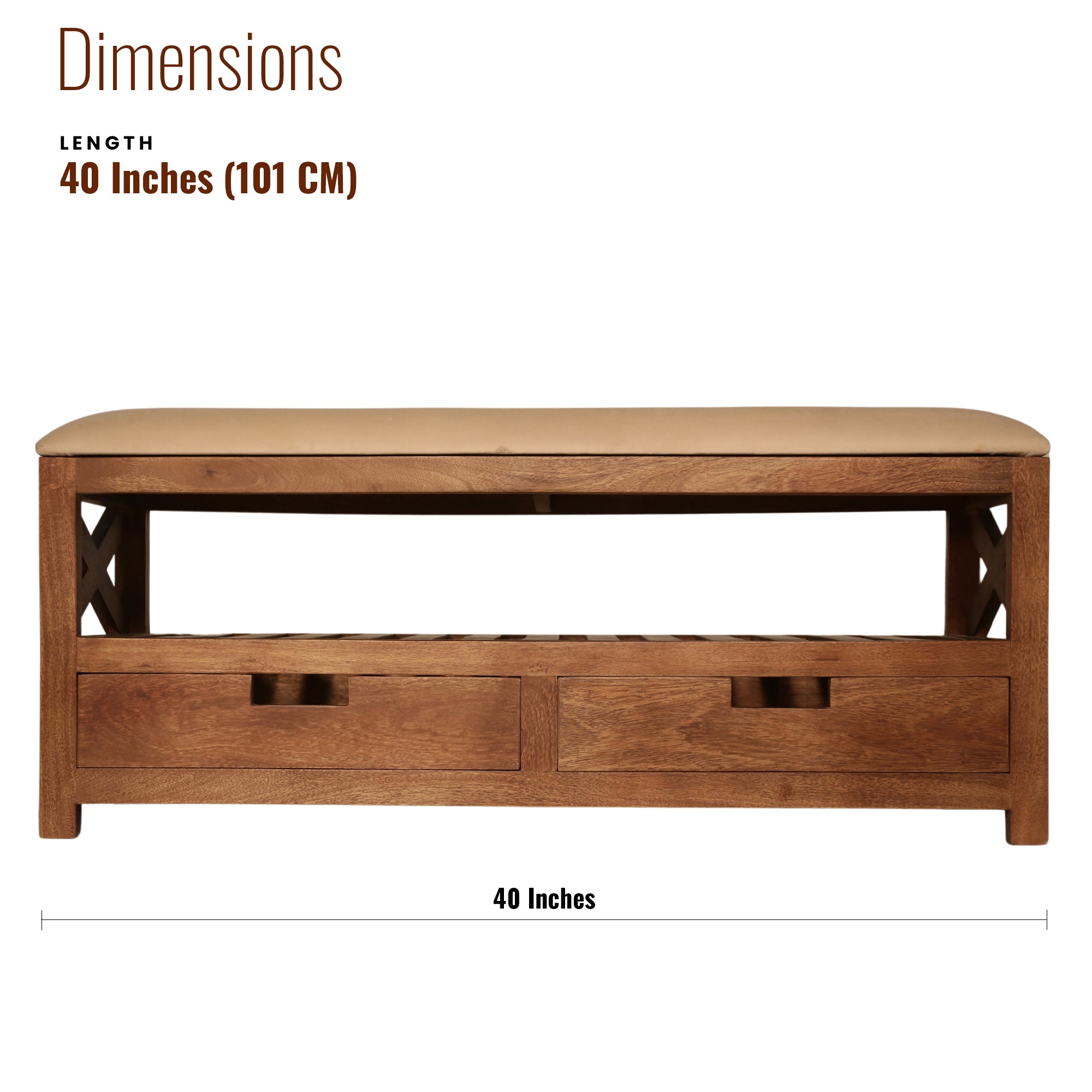 Xavier Solid Wood  ottoman bench with shoes storage