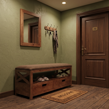 Xavier Solid Wood  ottoman bench with shoes storage