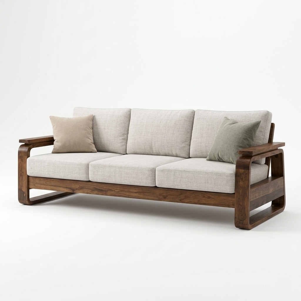 York Three Seater Wooden Sofa
