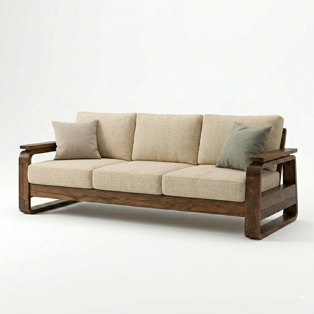 York Three Seater Wooden Sofa