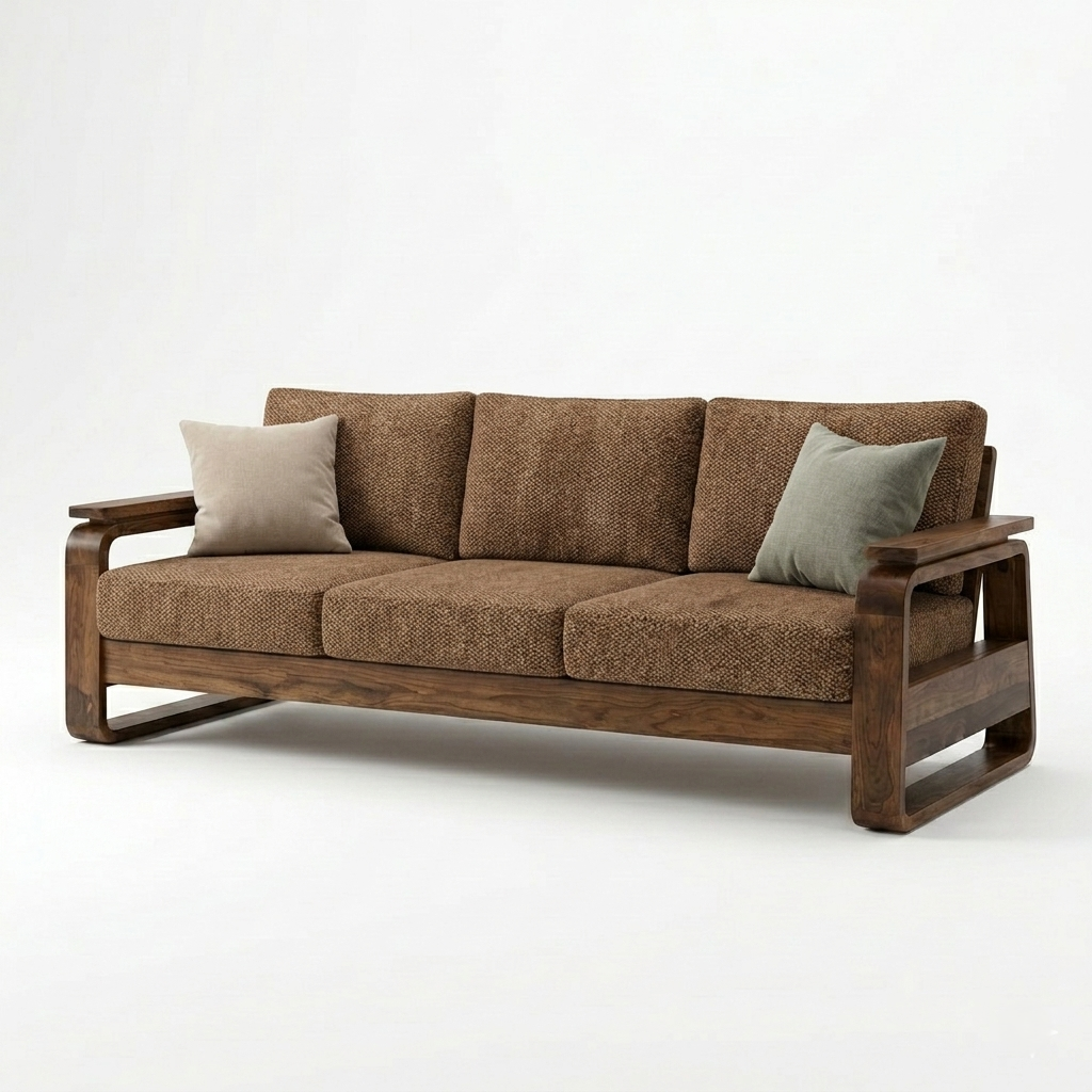 York Three Seater Wooden Sofa