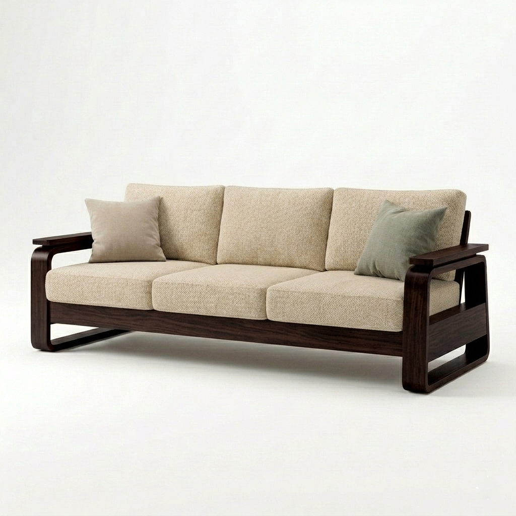 York Three Seater Wooden Sofa