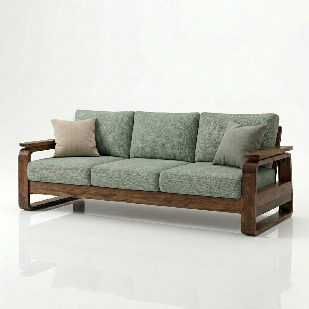 York Three Seater Wooden Sofa