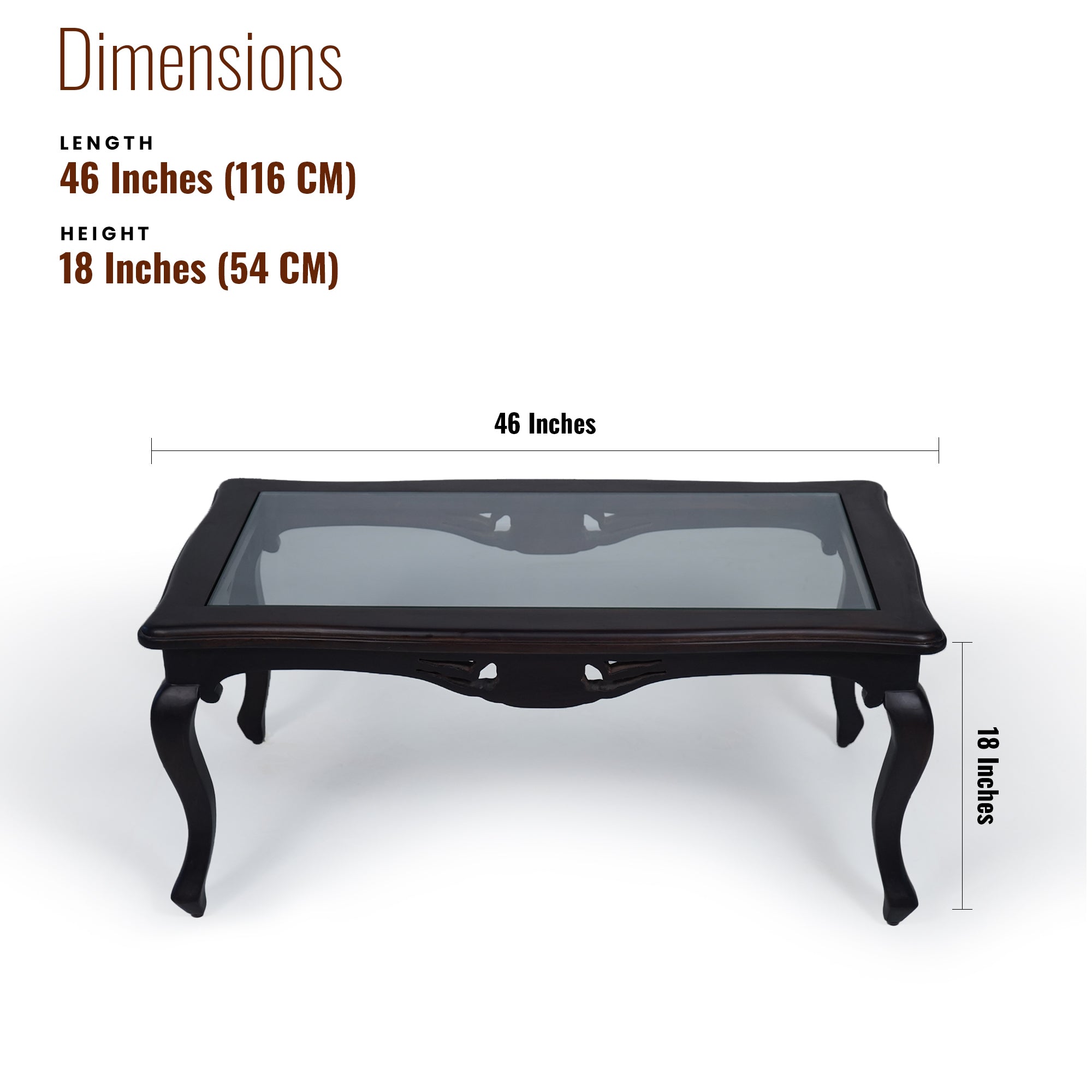 Heritage Sheesham Wood Center table/ Coffee table glass top Square